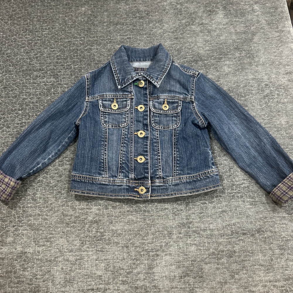 Tommy Hilfiger Toddler Denim Jacket Girls 4-5 Embroidered Bird Floral Jean Coat